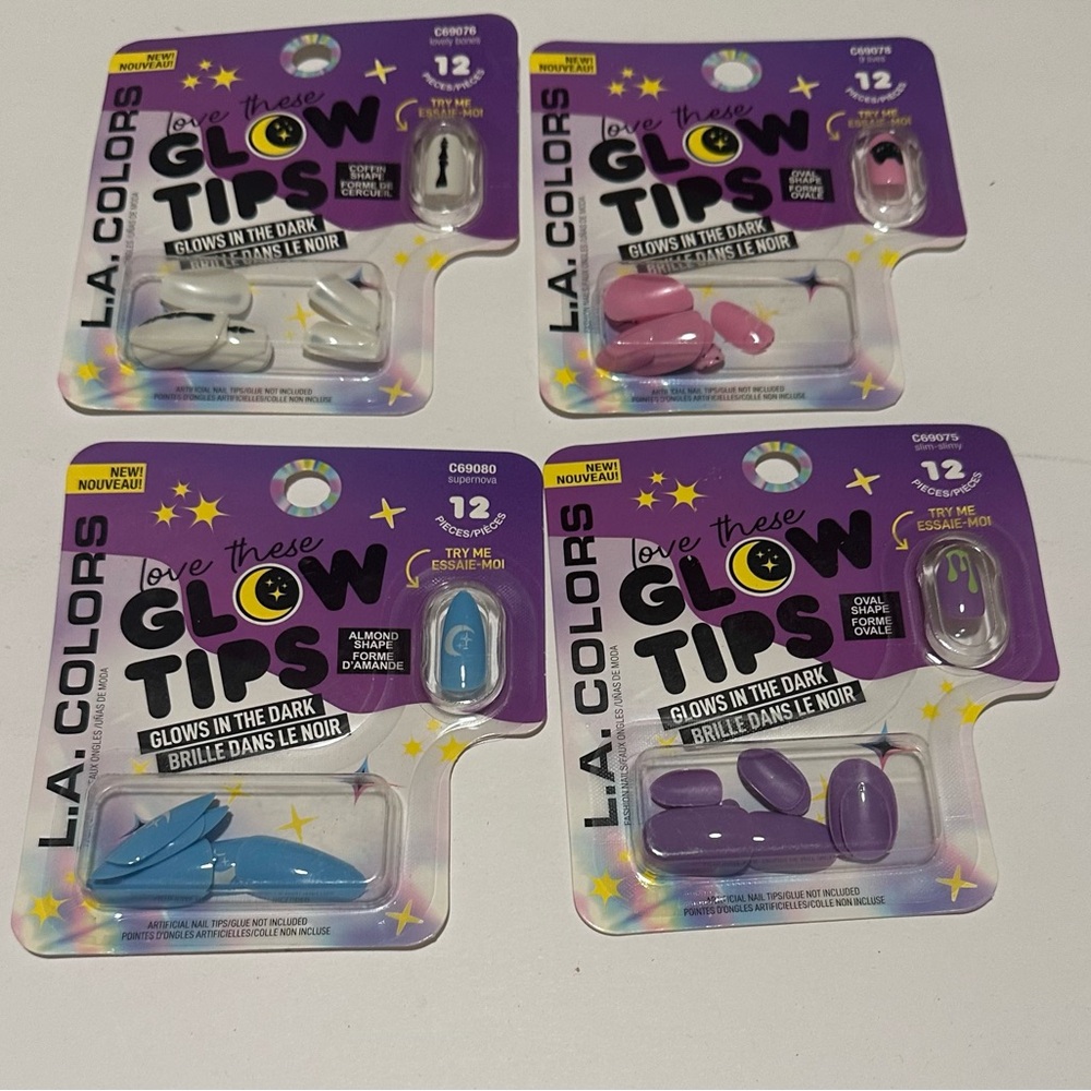 Blue and Purple Press-On Nails Makeup Set